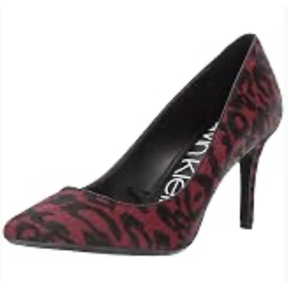 Calvin Klein Women's Brady Pump Leopard Haircalf Barn Red Size US 8